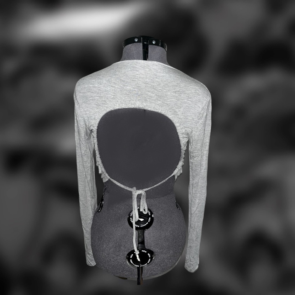 open back rayon grey long sleeve